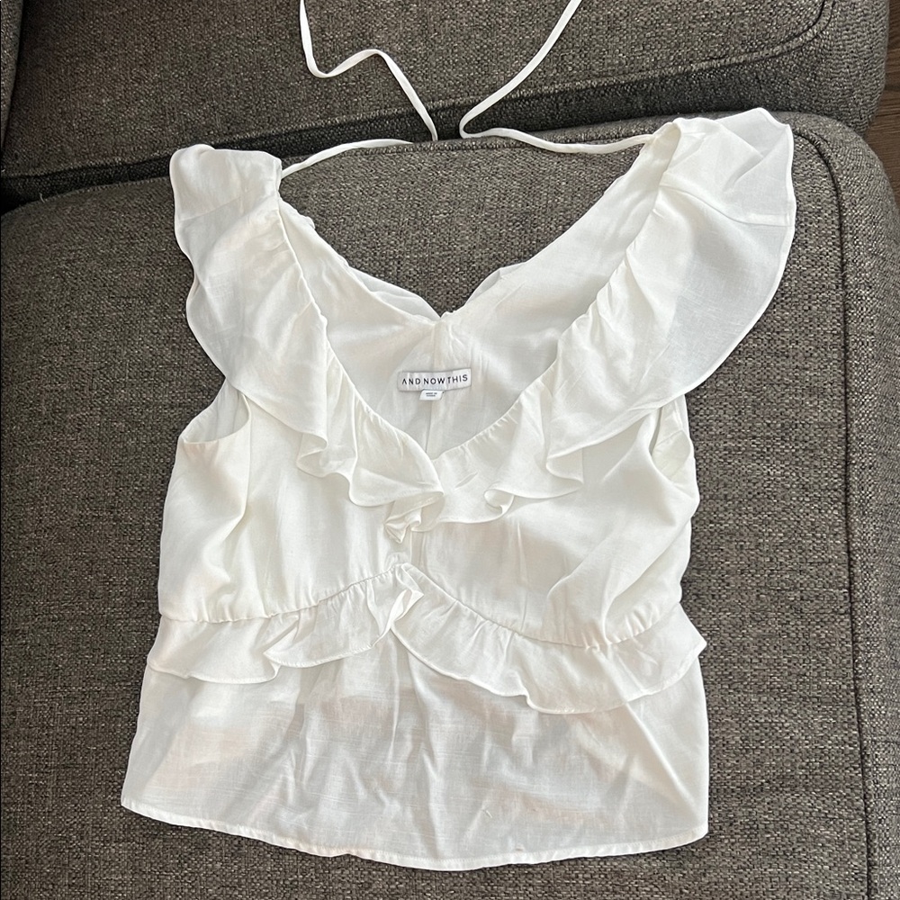 Chic White Ruffled Blouse by Unknown Brand
